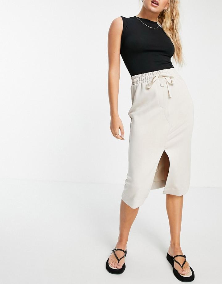 Mango Jersey Midi Skirt In Beige-neutral