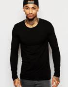 Asos Extreme Muscle Long Sleeve T-shirt With Crew Neck - Black