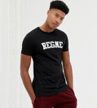 Asos Design Tall T-shirt With French Text Print - Black