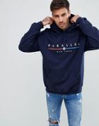 New Look Hoodie With Parallel Print In Navy - Navy