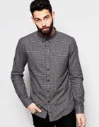 Farah Shirt In Flannel Check Slim Fit - Black