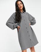 Asos Design Batwing Mini Shirt Dress In Gingham-multi