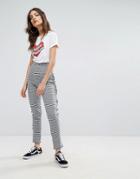 Nobody's Child High Waisted Pants In Gingham With Frill Hem - Black