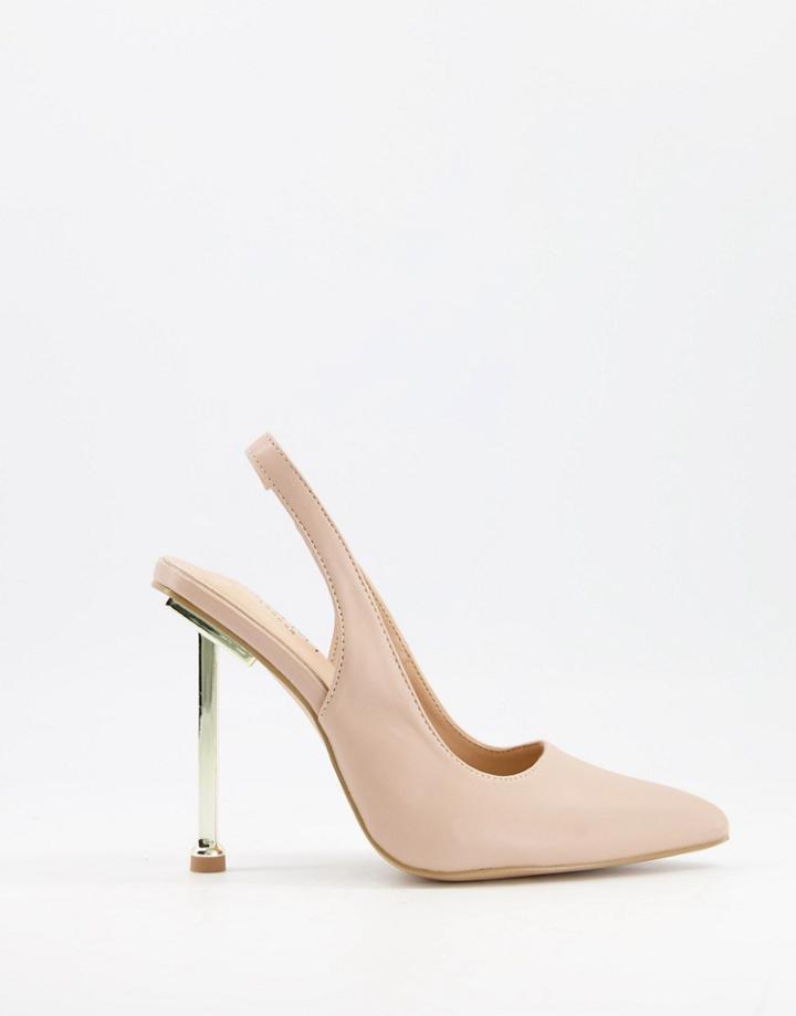 Simmi London Kegz Sling Back Pumps In Beige-neutral