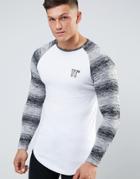 11 Degrees Long Sleeve T-shirt With Contrast Sleeves - White