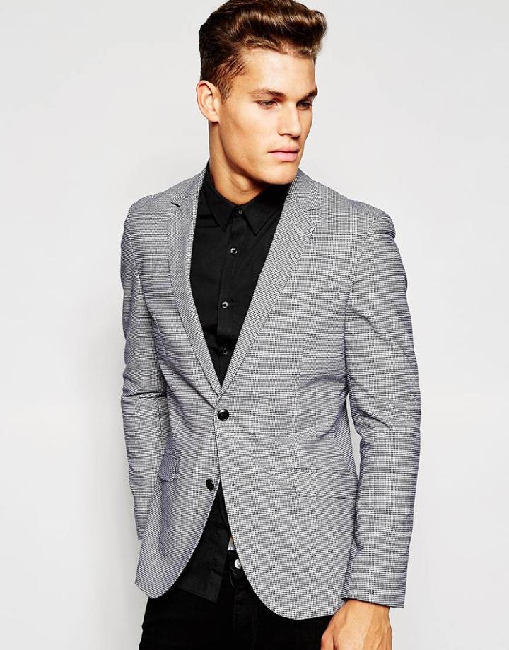 Esprit Puppytooth Blazer In Slim Fit - Gray