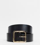 Glamorous Curve Exclusive Black Waist And Hip Jeans Belt With Gold Square Buckle