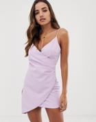 Club L London Mini Asymmetric Cami Strap Mini Dress In Lilac-purple