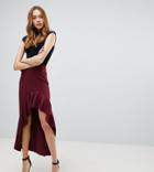 Asos Tall Scuba Skirt With High Low Ruffle Detail - Purple