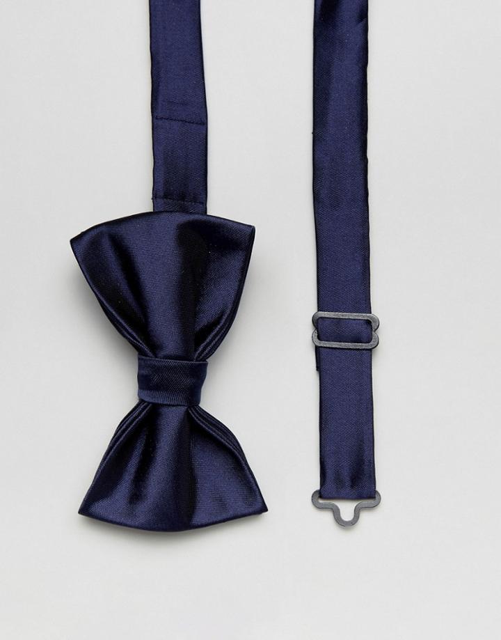 Devils Advocate Plain Navy Satin Bow Tie - Navy