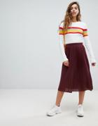 Asos Design Pleated Midi Skirt In Jersey-red