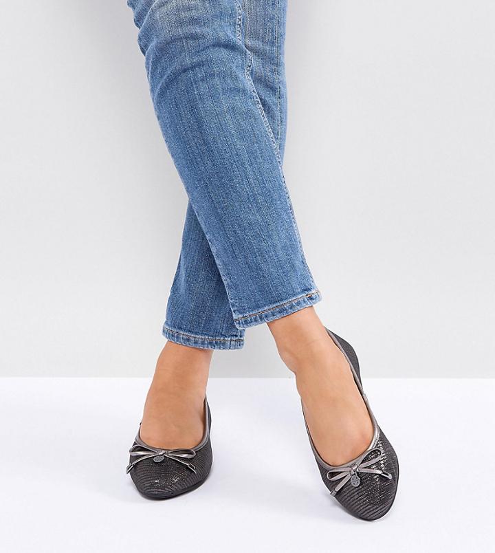 Dune London Wide Fit Metallic Ballet Flat Shoes - Gold