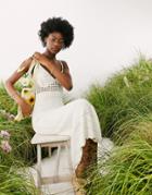 Asos Design Crochet Midi Dress In Cream-white
