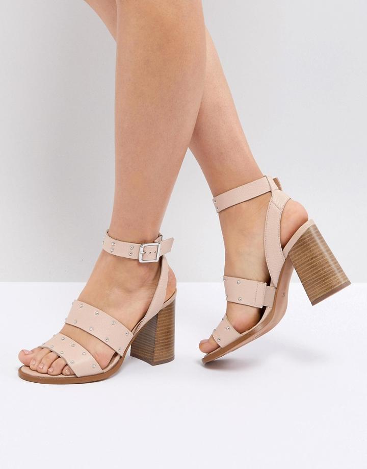 Asos Tessie Leather Studded Sandals - Beige