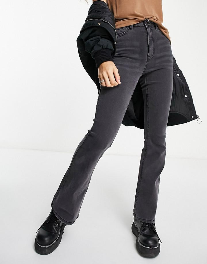 Object Diju Flared Jeans In Washed Black