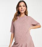 Asos Design Maternity Oversized T-shirt In Washed Mink-black