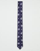 Jack & Jones Tie With Floral Print - Navy