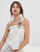Neon Rose Cami Top With Tassel Ties Two-piece - Cream