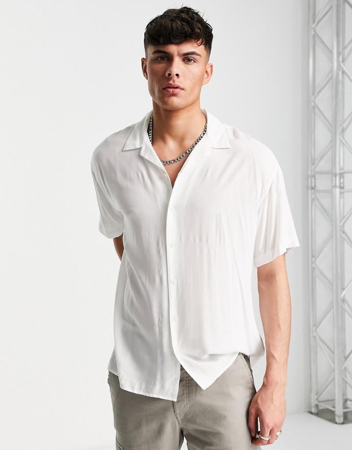 Jack & Jones Originals Oversized Revere Shirt In White