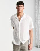 Jack & Jones Originals Oversized Revere Shirt In White