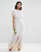 Asos Wedding Lace Trim Maxi Dress - Gray