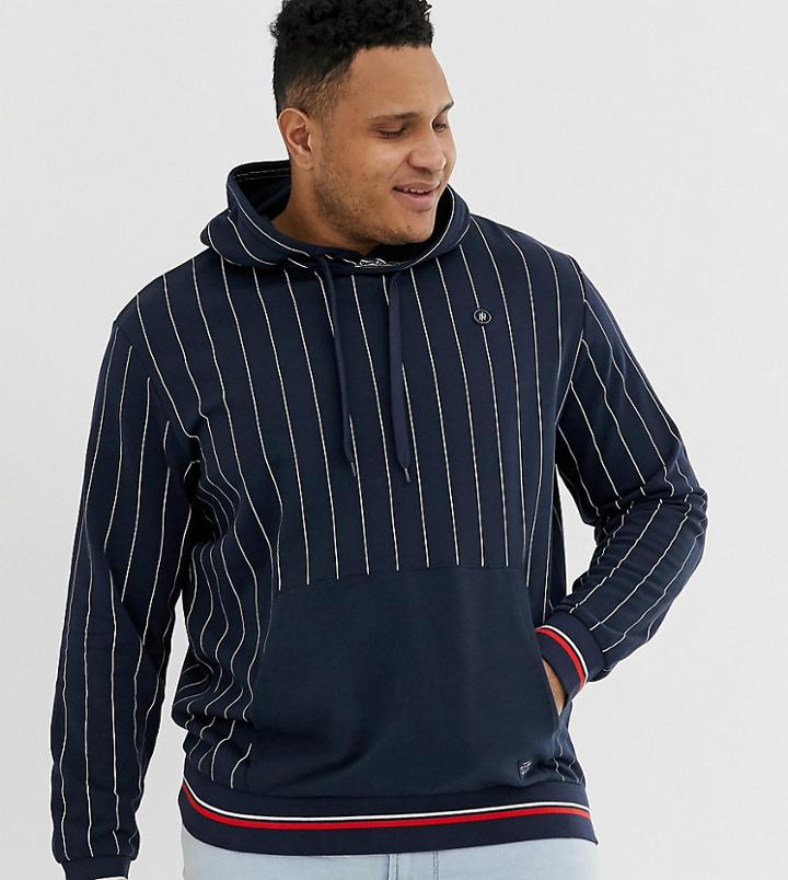 Jack & Jones Originals Pin Stripe Hooded Sweat In Navy