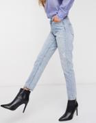 Vero Moda High Waist Ankle Grazer Mom Jean In Light Blue-blues