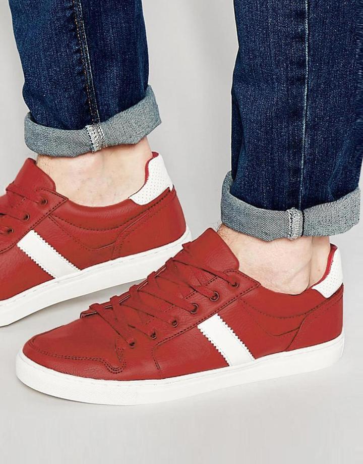 Asos Retro Sneakers In Red - Red