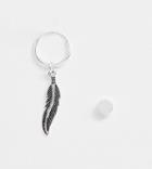 Asos Design Sterling Silver Hoop And Stud Earrings With Feather - Silver