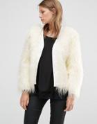 Jayley Luxurious Shaggy Fur Jacket - White