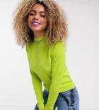 Collusion Roll Neck Sweater In Lime Green