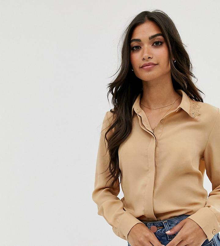 Glamorous Petite Relaxed Shirt With Vintage Lace Trim