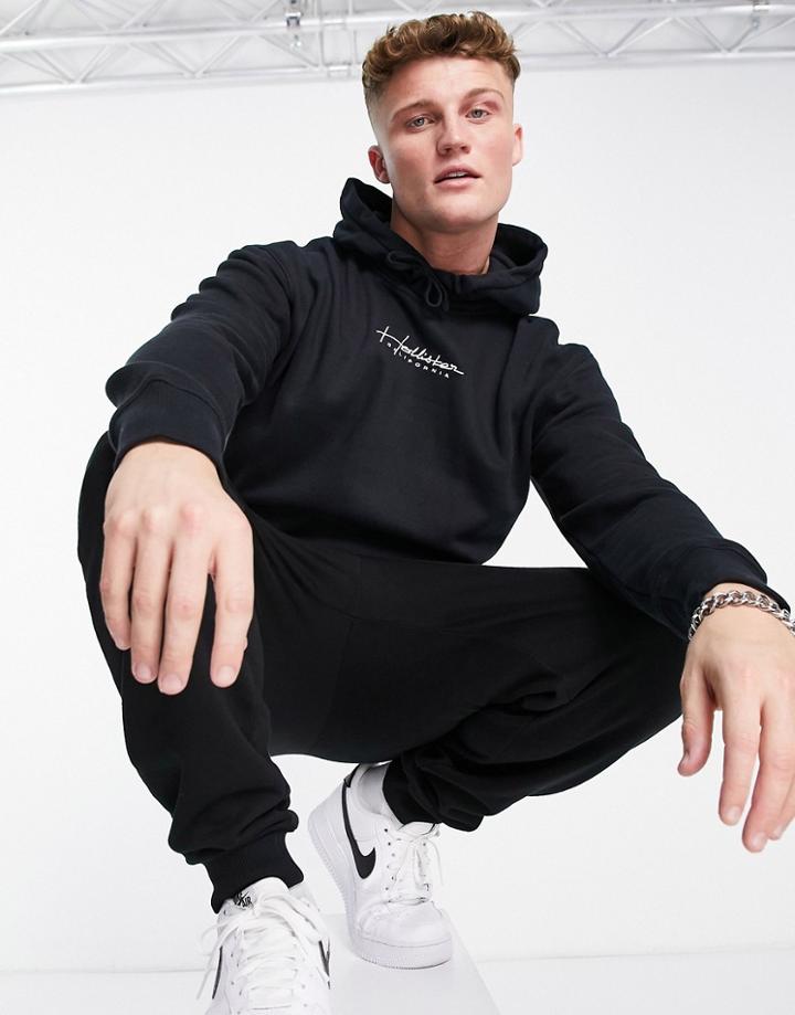 Hollister Hoodie In Black With Script Logo