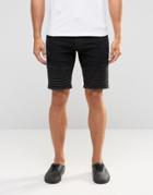 Asos Skinny Shorts With Biker Details In Washed Black - Black