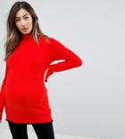 Asos Maternity Sweater In Rib With Flared Sleeve - Red