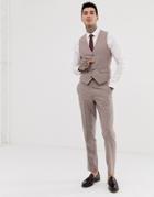 Harry Brown Wedding Wool Blend Slim Fit Summer Tweed Vest - Pink
