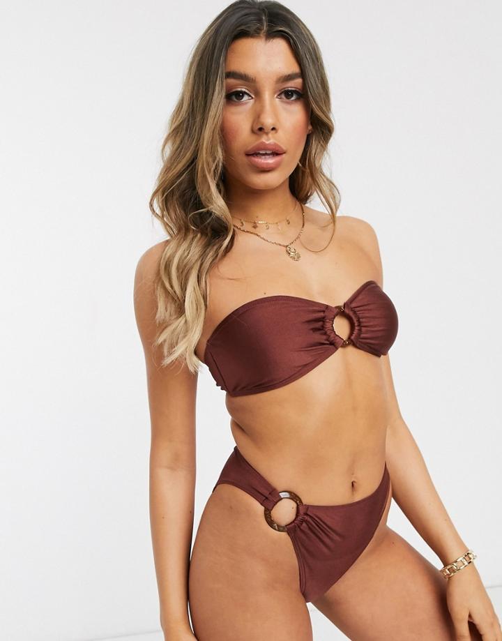 South Beach Ring Bandeau Bikini In Plum-purple