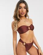 South Beach Ring Bandeau Bikini In Plum-purple