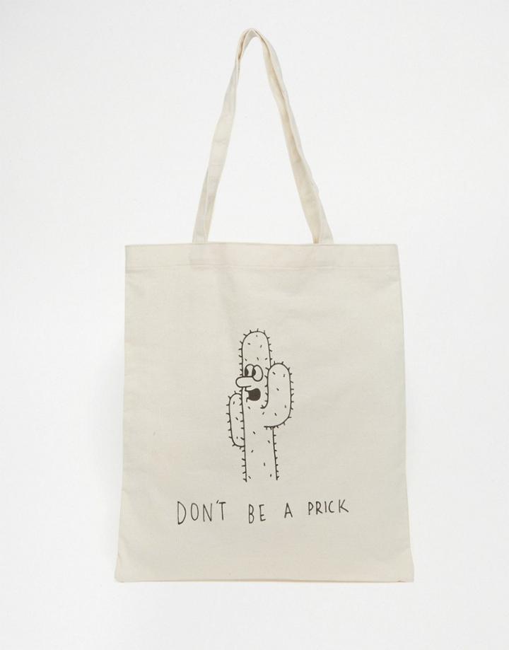 Asos Tote Cactus Print - White