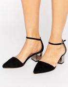 Truffle Collection Point Toe Kitten Heel Shoe - Black