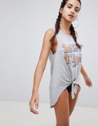 Asos Design Mile High Club Jersey Beach Cover Up - Multi