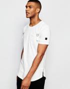 Black Kaviar Longline T-shirt With Straps - White
