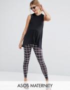 Asos Maternity Clean Grid Check Legging - Multi