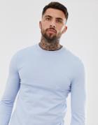 Asos Design Muscle Longline Sweatshirt In Light Blue - Blue