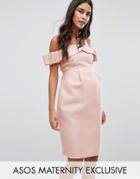 Asos Maternity Bow Cold Shoulder Occasion Dress - Pink