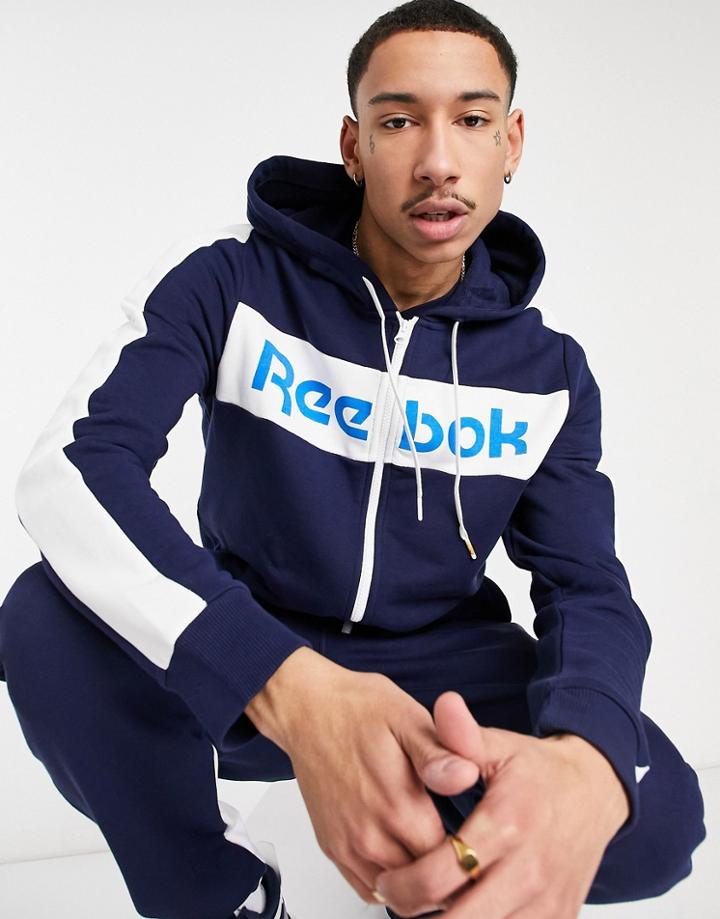 Reebok Te Ll Fz Hoodie In Navy