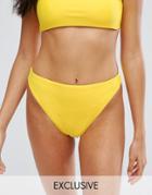 Missguided High Leg Bikini Bottoms - Yellow