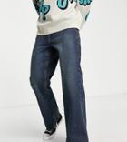 Collusion X008 Rigid Flare Jeans In Y2k Dirty Wash-blue