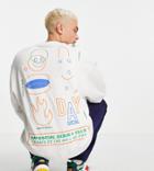 Asos Daysocial Oversized Sweatshirt With Multi Abstract Shape Pigment And Puff Print In Gray-grey