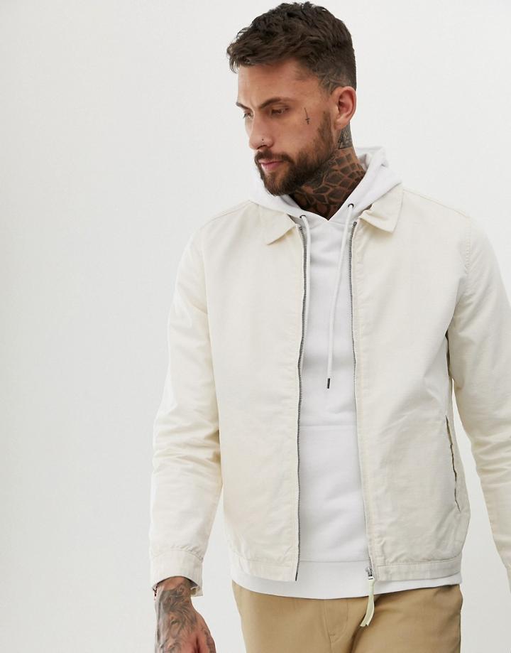 Asos Design Harrington Jacket In Ecru - Beige
